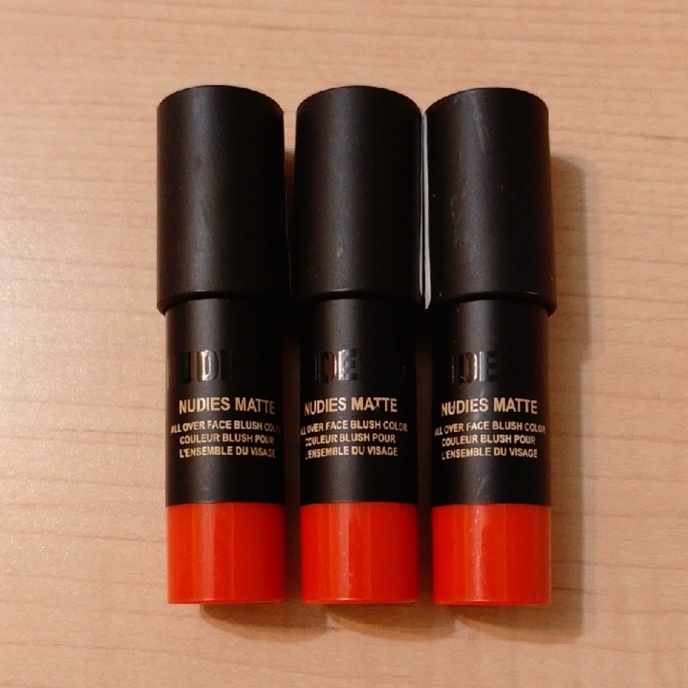 🆕 Lot 3 Nudestix Nudies Matte All Over Face Blush Stick Picante Coral